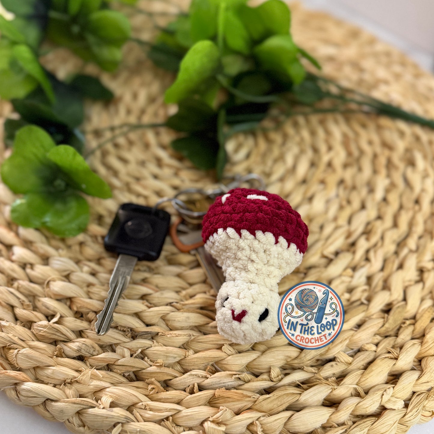 Handmade Crochet Mushroom Keychain