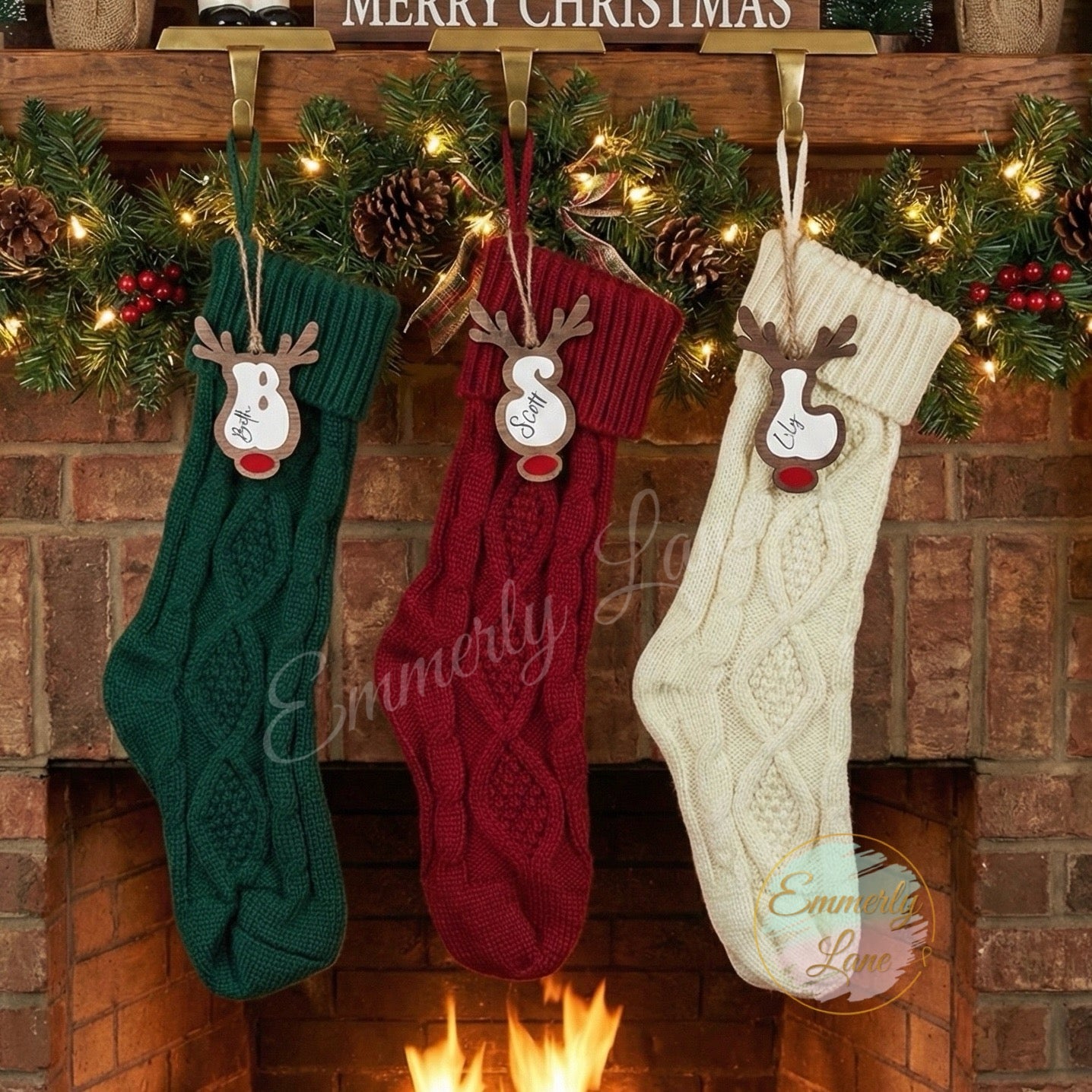 Personalized Reindeer Stocking Tag