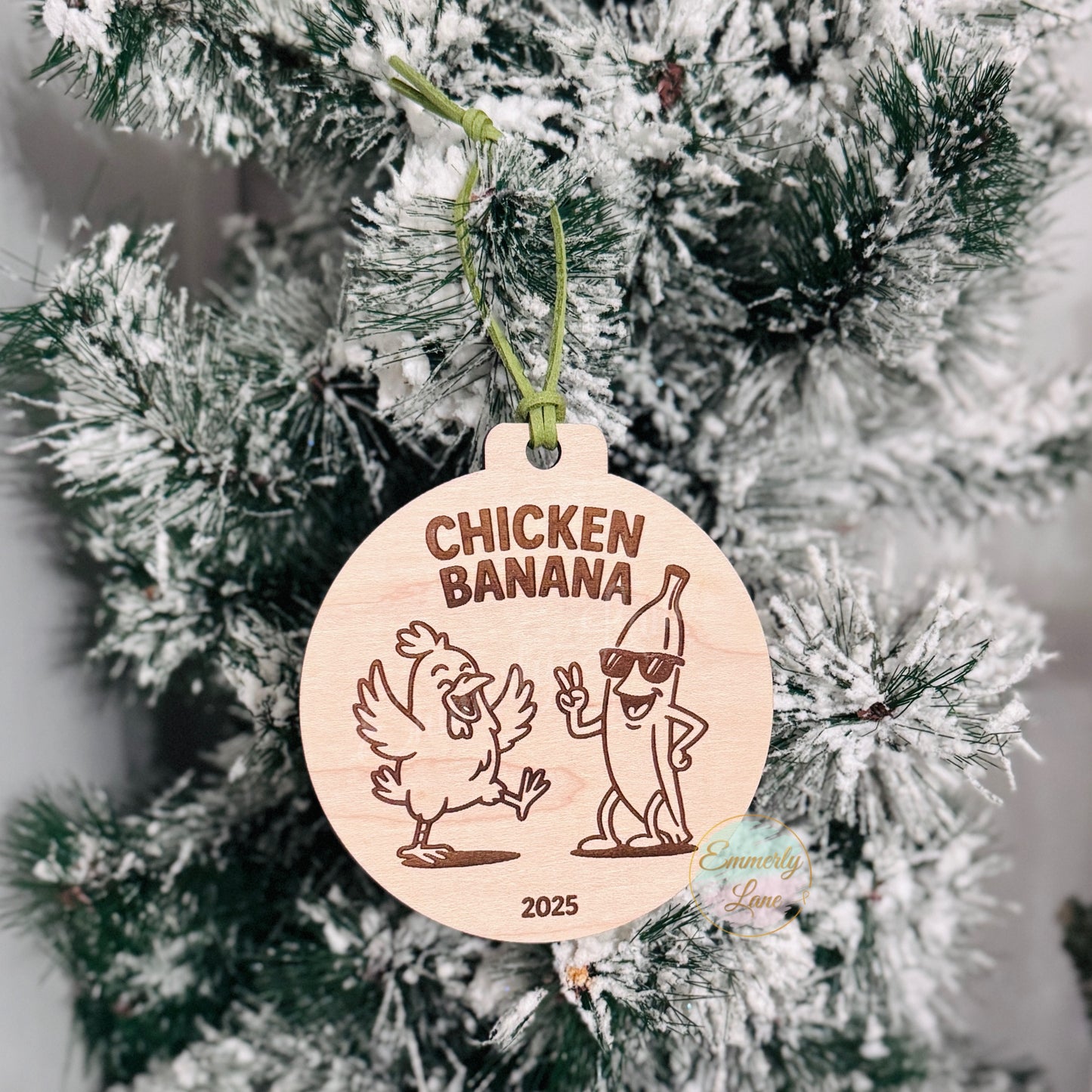 Chicken Banana Funny Ornament