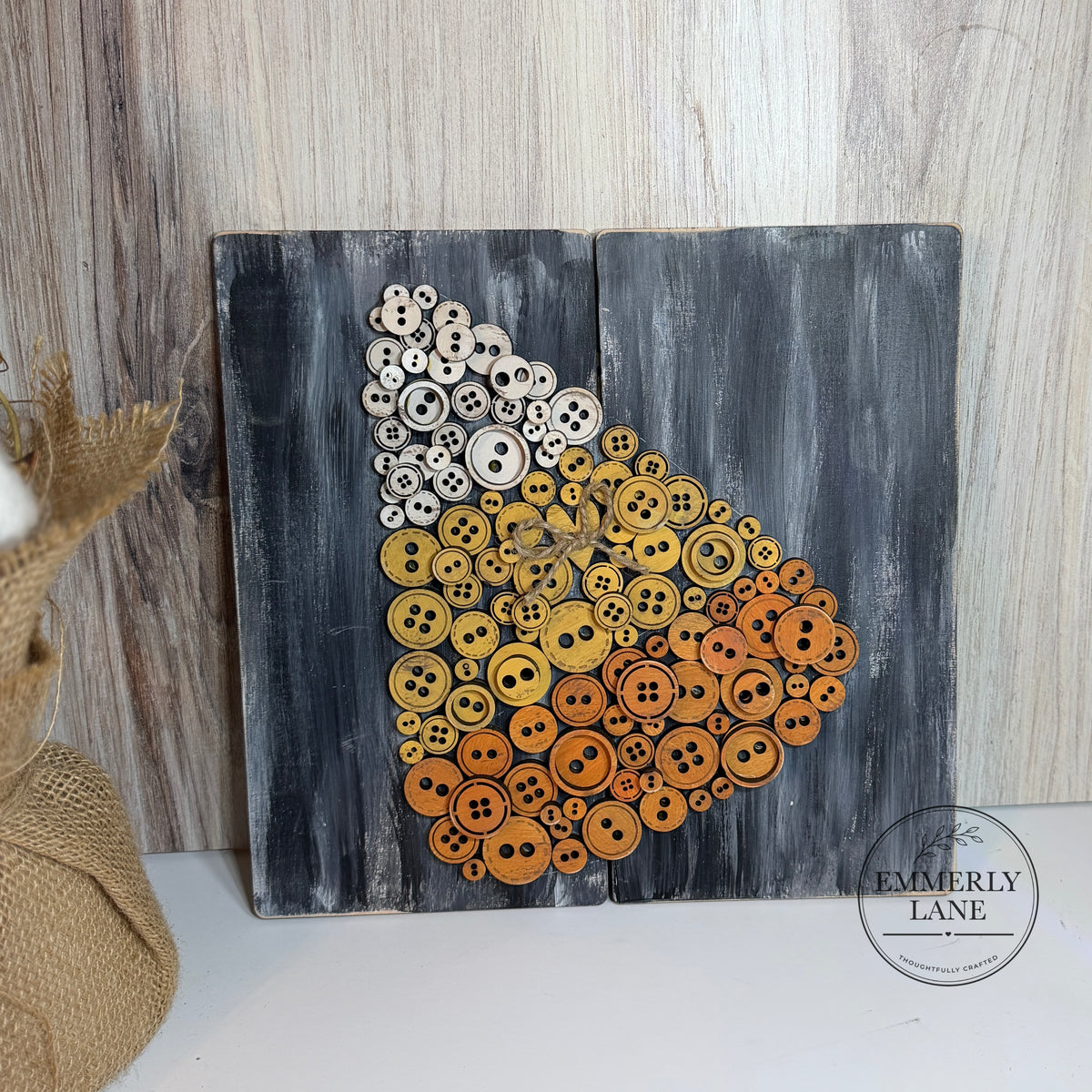 Candy Corn Button Wood Sign
