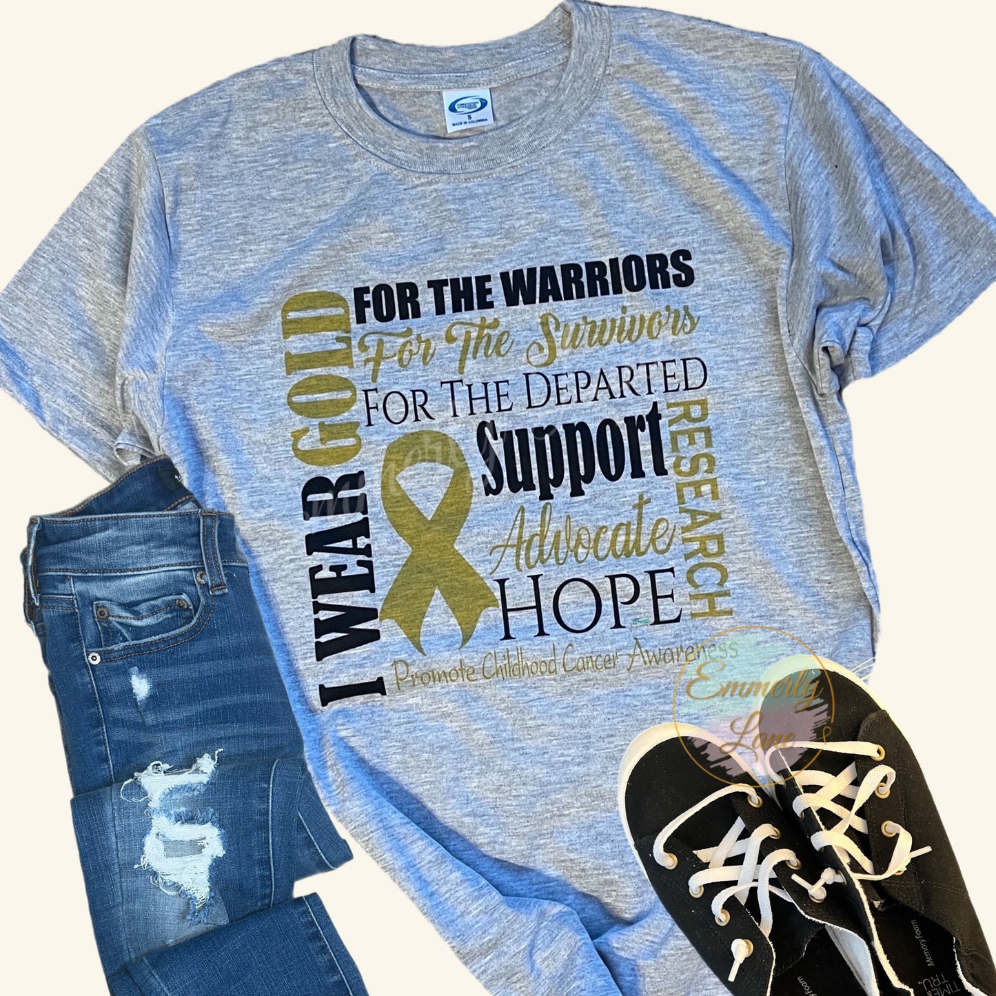 I wear Gold | Childhood Cancer Awareness Tee