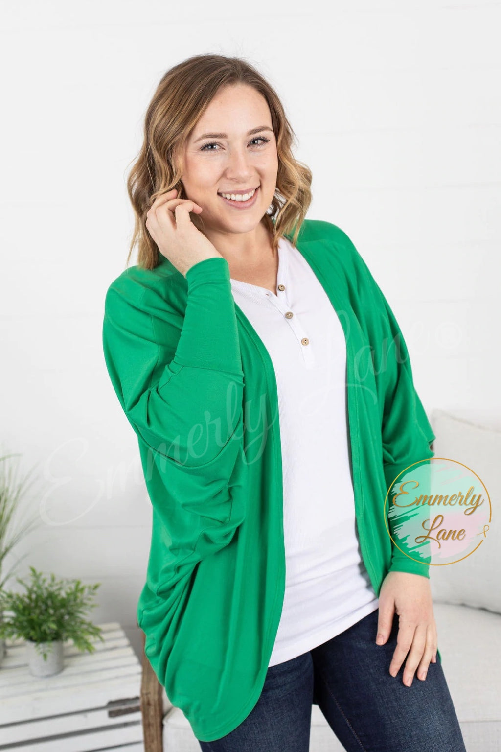 Emma Cocoon Cardigan - Green