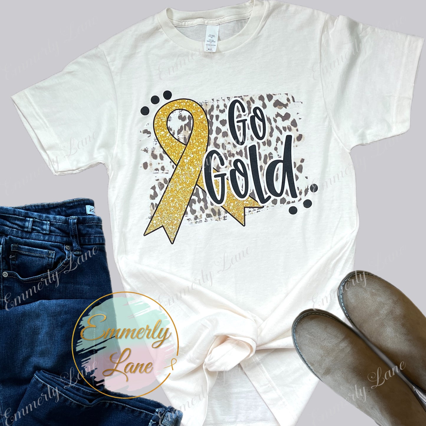 Go gold leopard Childhood Cancer Awareness Tee