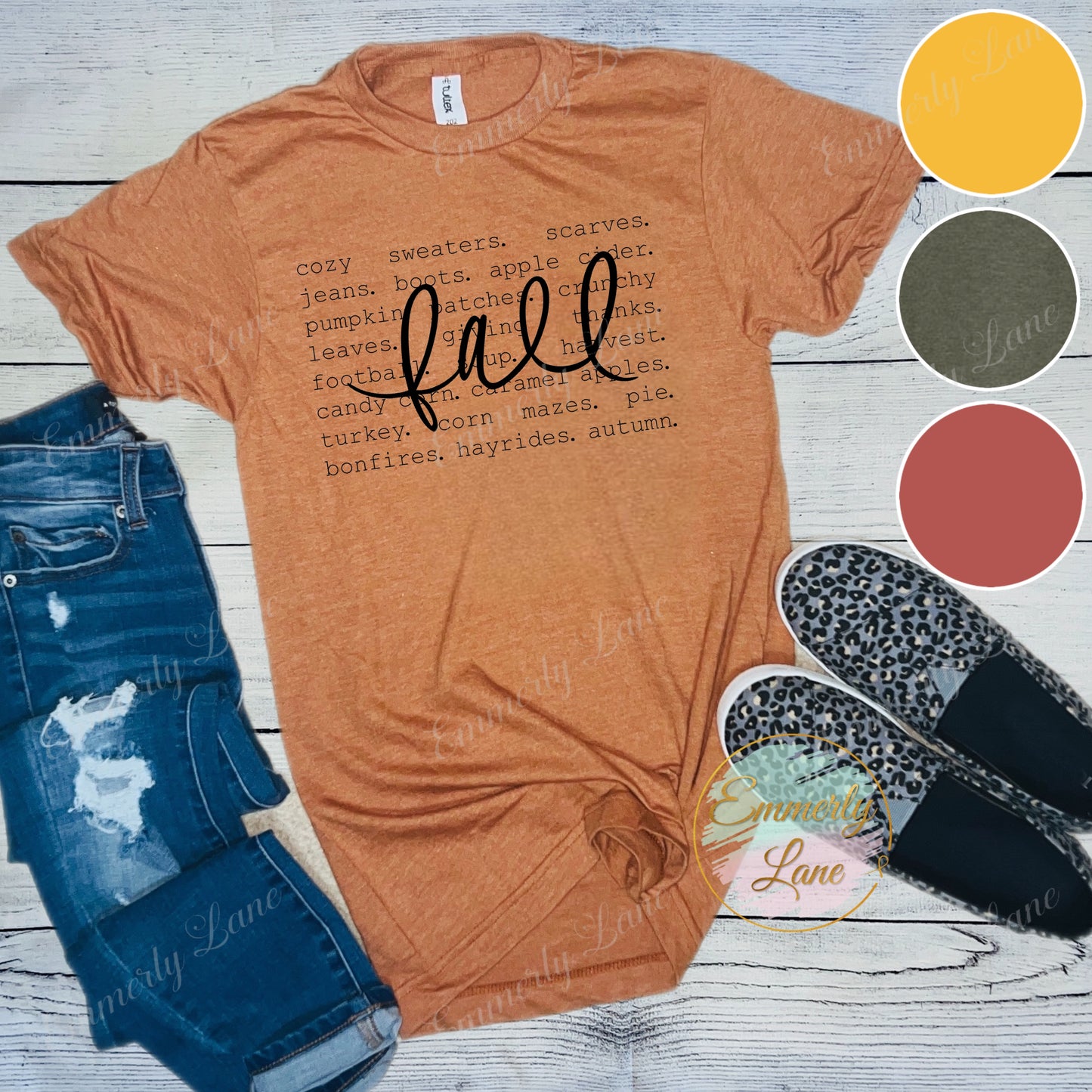 Fall script words Tee