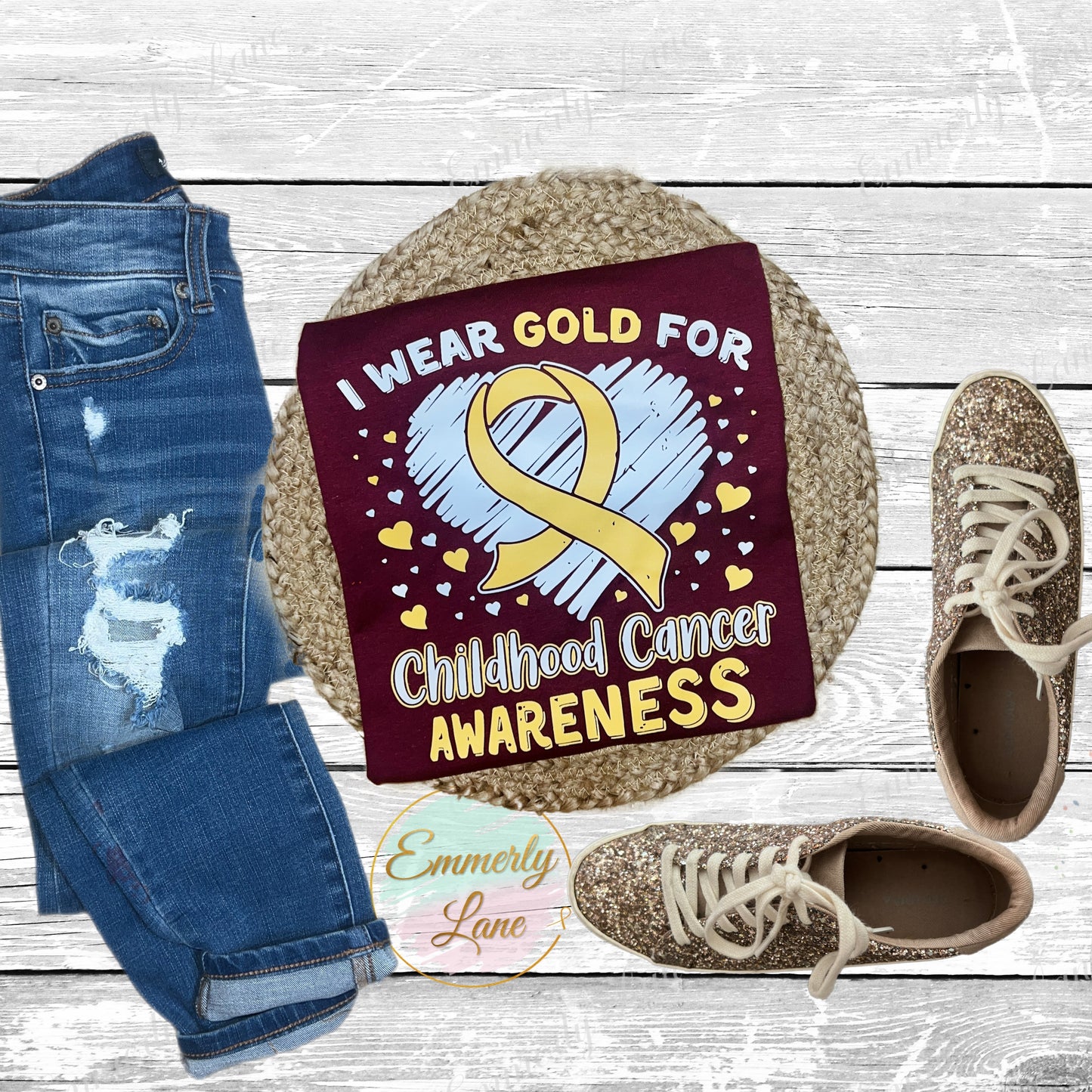 I wear gold heart Tee