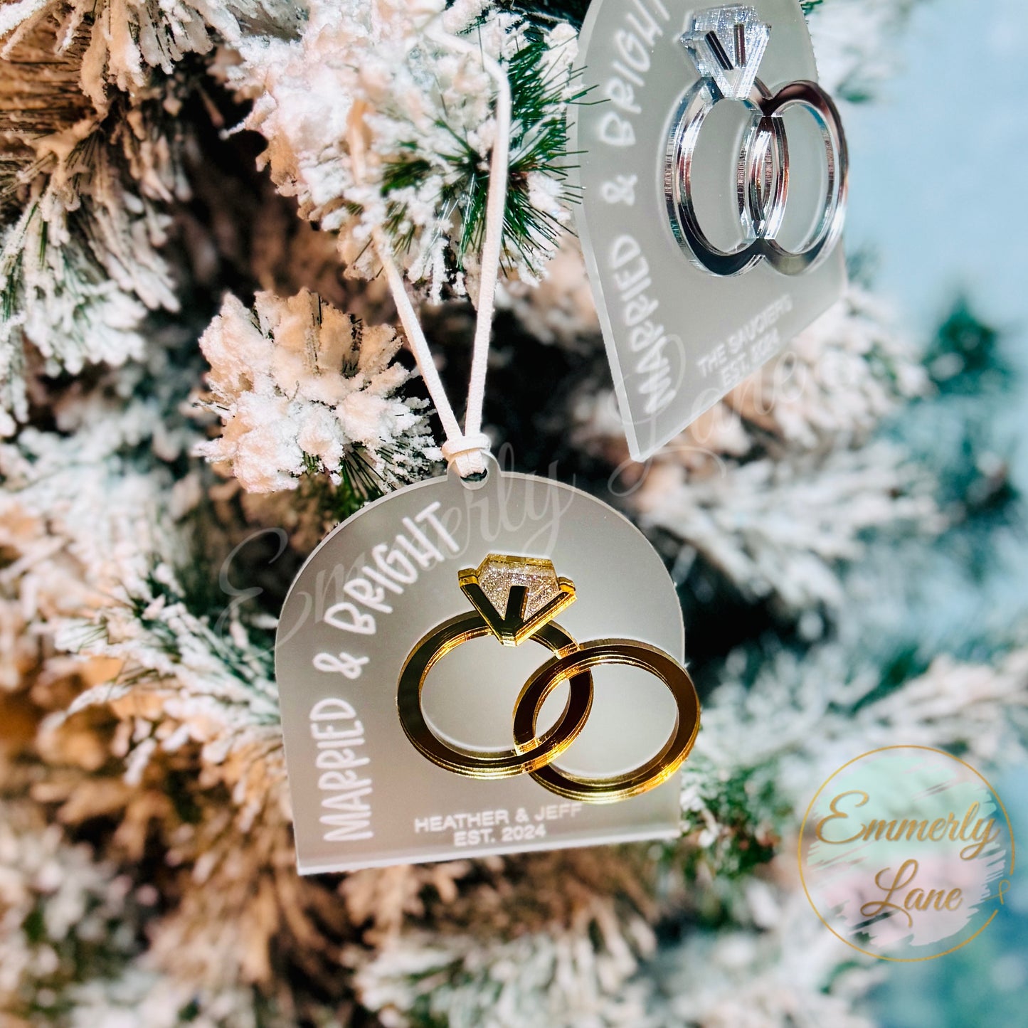 Married & Bright Personalized Ornament