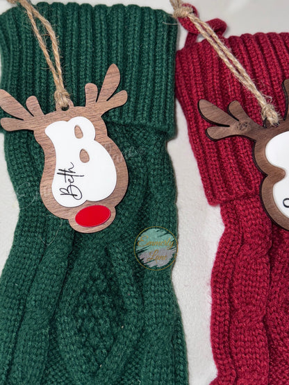 Personalized Reindeer Stocking Tag