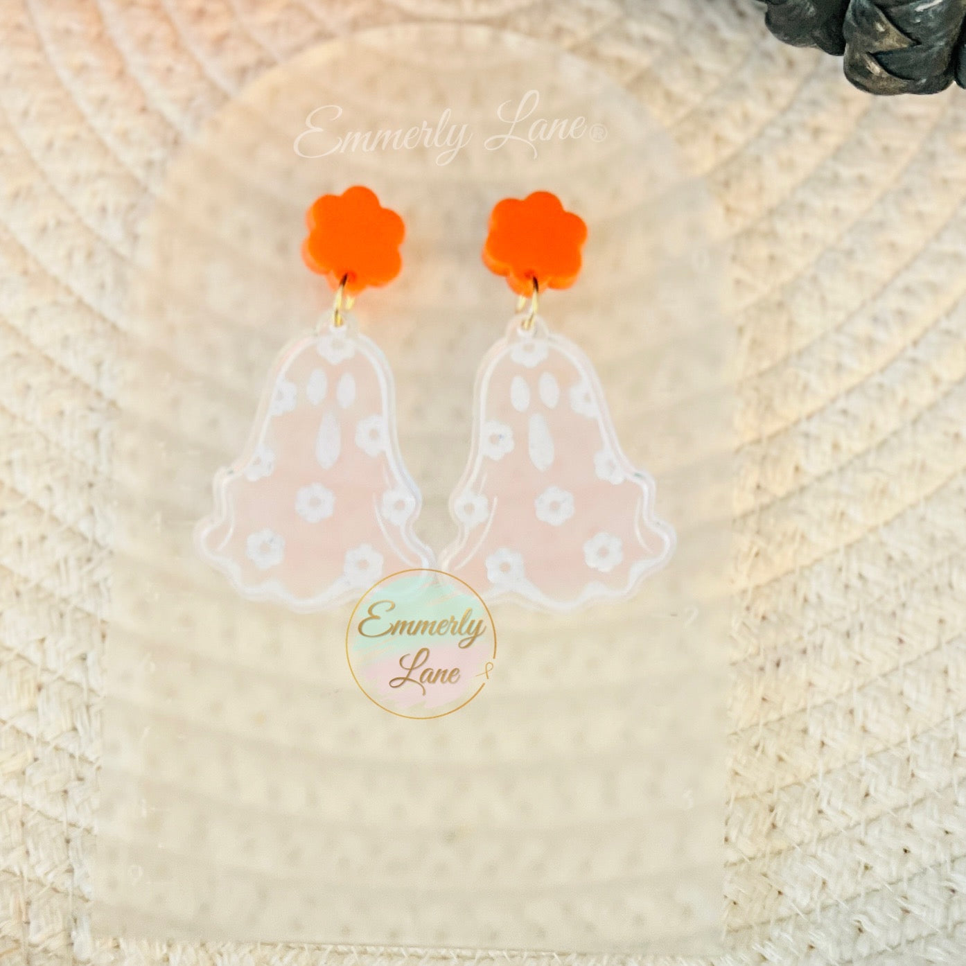 Floral Ghost Stud Dangle Earrings