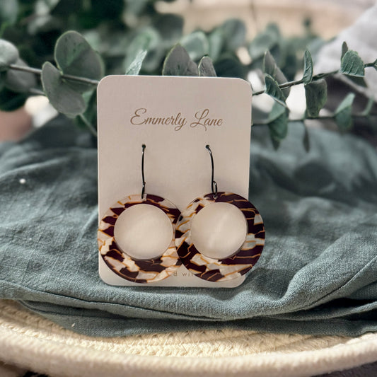 Marble Round Earrings