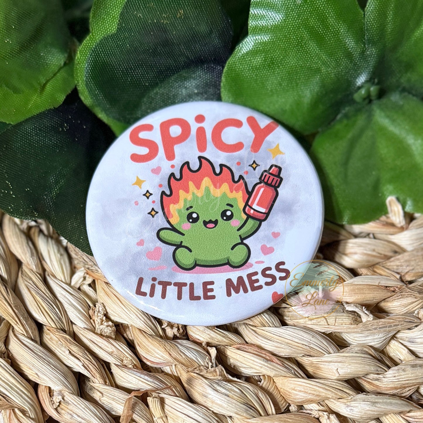 Spicy little mess Button Pin