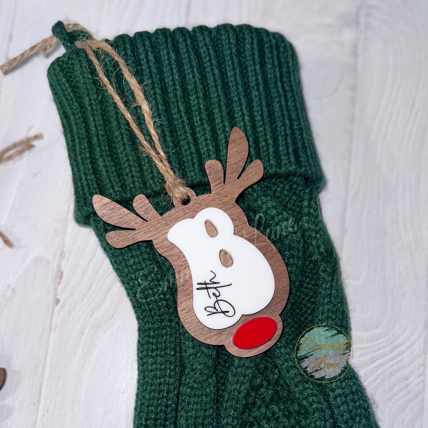 Personalized Reindeer Stocking Tag