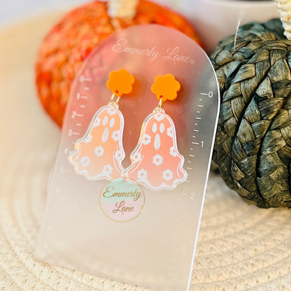 Floral Ghost Stud Dangle Earrings