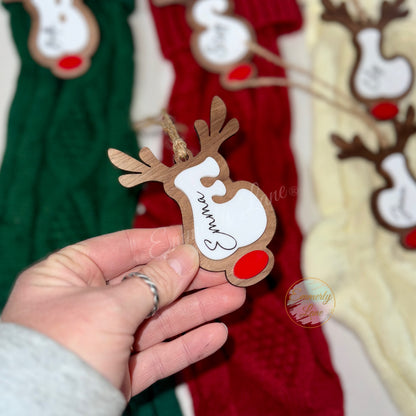 Personalized Reindeer Stocking Tag