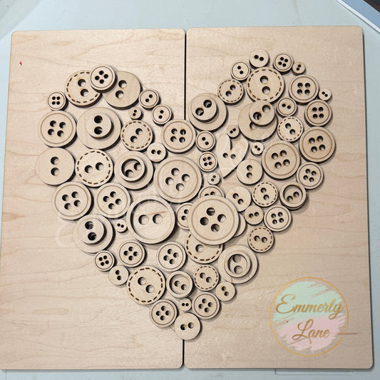 DIY Heart Button Wood Sign