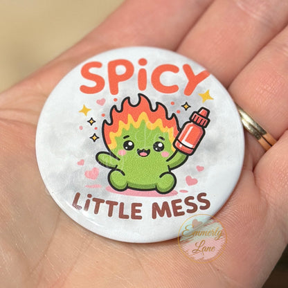 Spicy little mess Button Pin