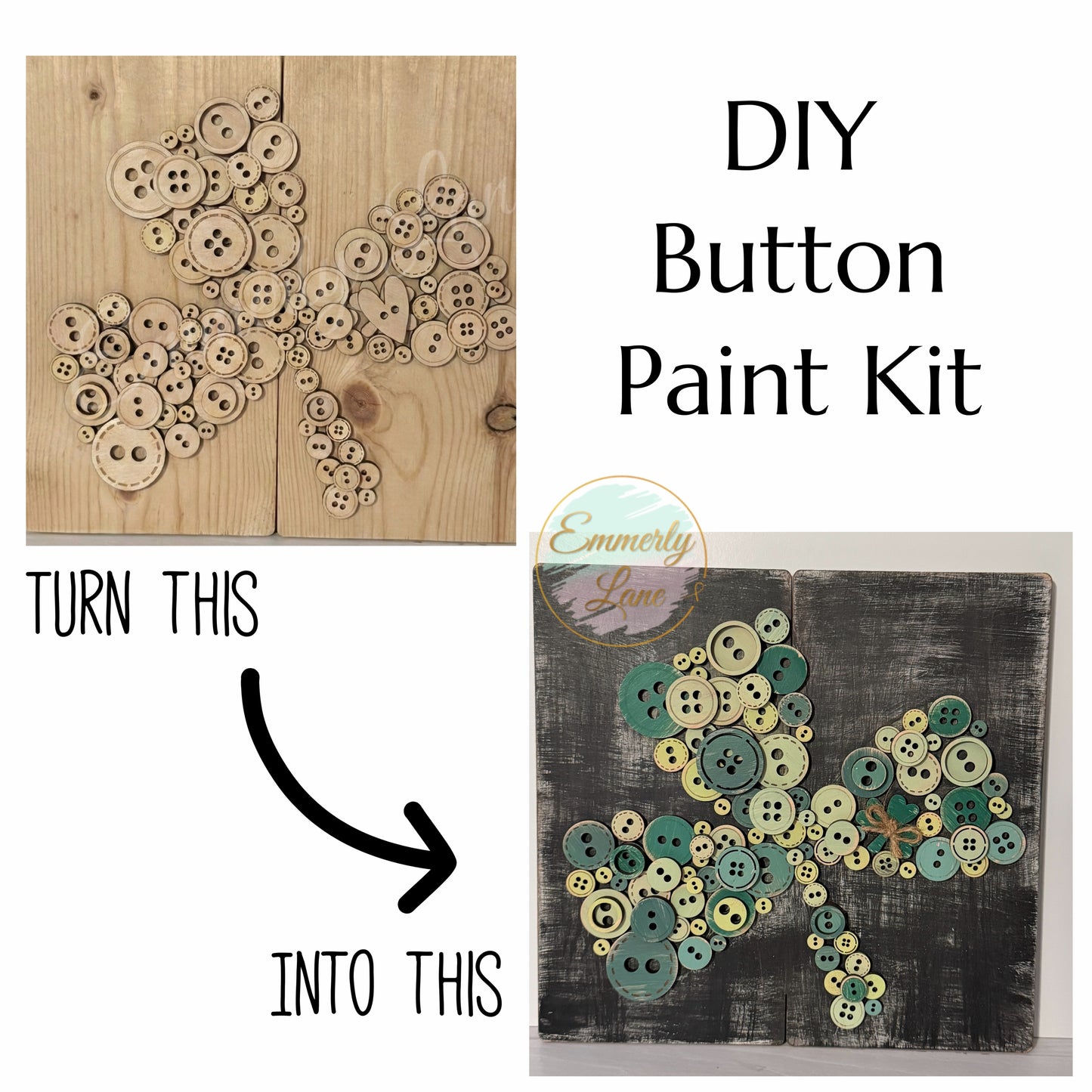 DIY Clover Button Wood Sign