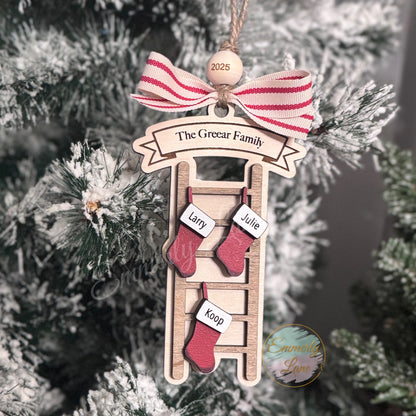 Personalized Family Christmas Stocking Ladder Ornament