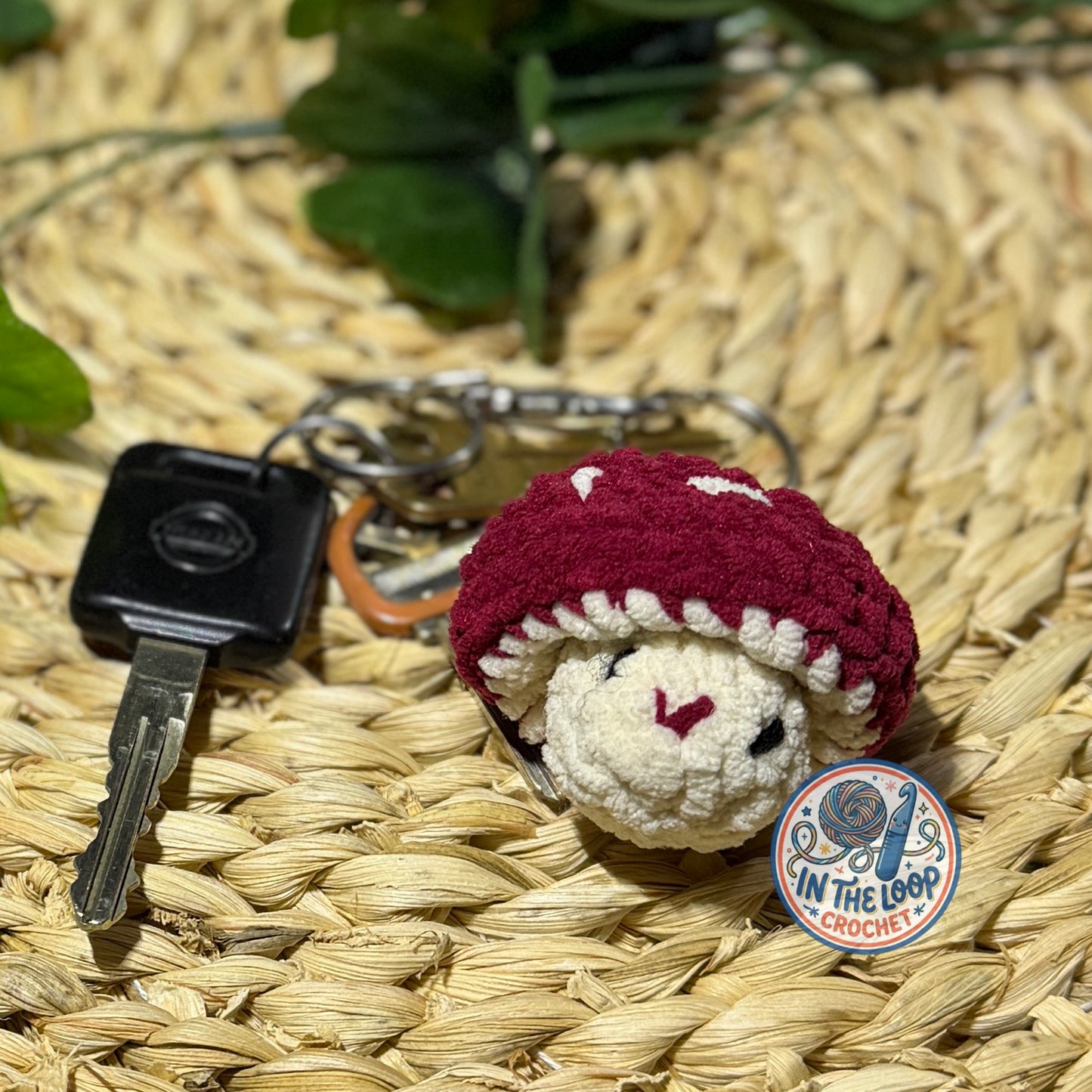 Handmade Crochet Mushroom Keychain