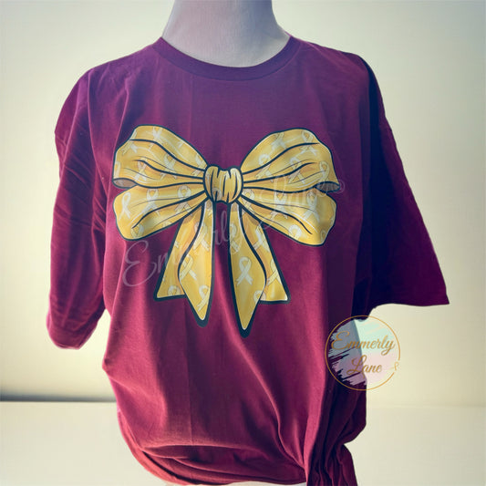 Childhood Cancer Awareness/Sarcoma Awareness Coquette Bow Shirt