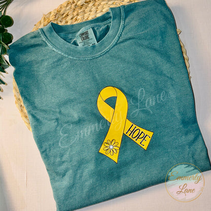 Gold Hope Ribbon Tee