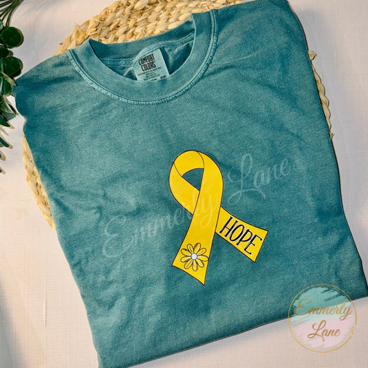 Gold Hope Ribbon Tee
