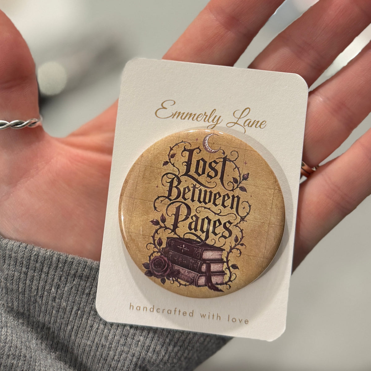 Lost between pages Button Pin