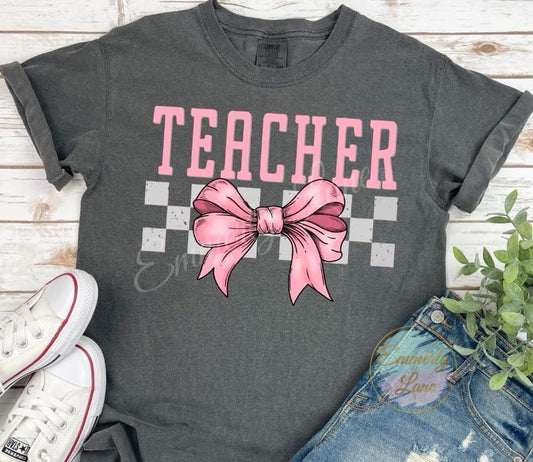 Coquette Bow Teacher Tee