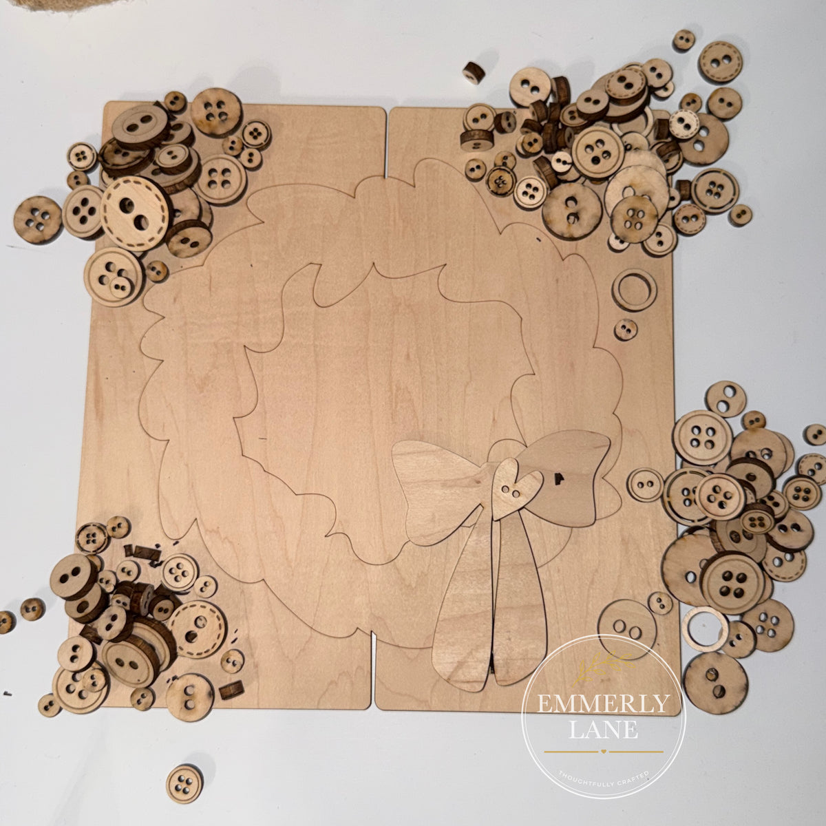 DIY Wreath Button Wood Sign