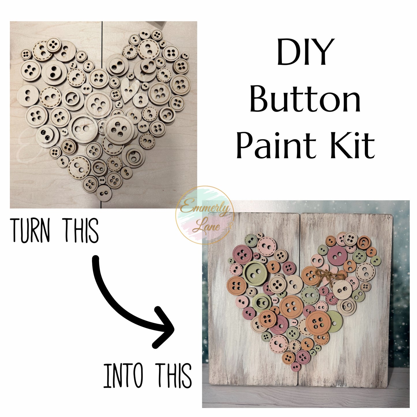 DIY Heart Button Wood Sign