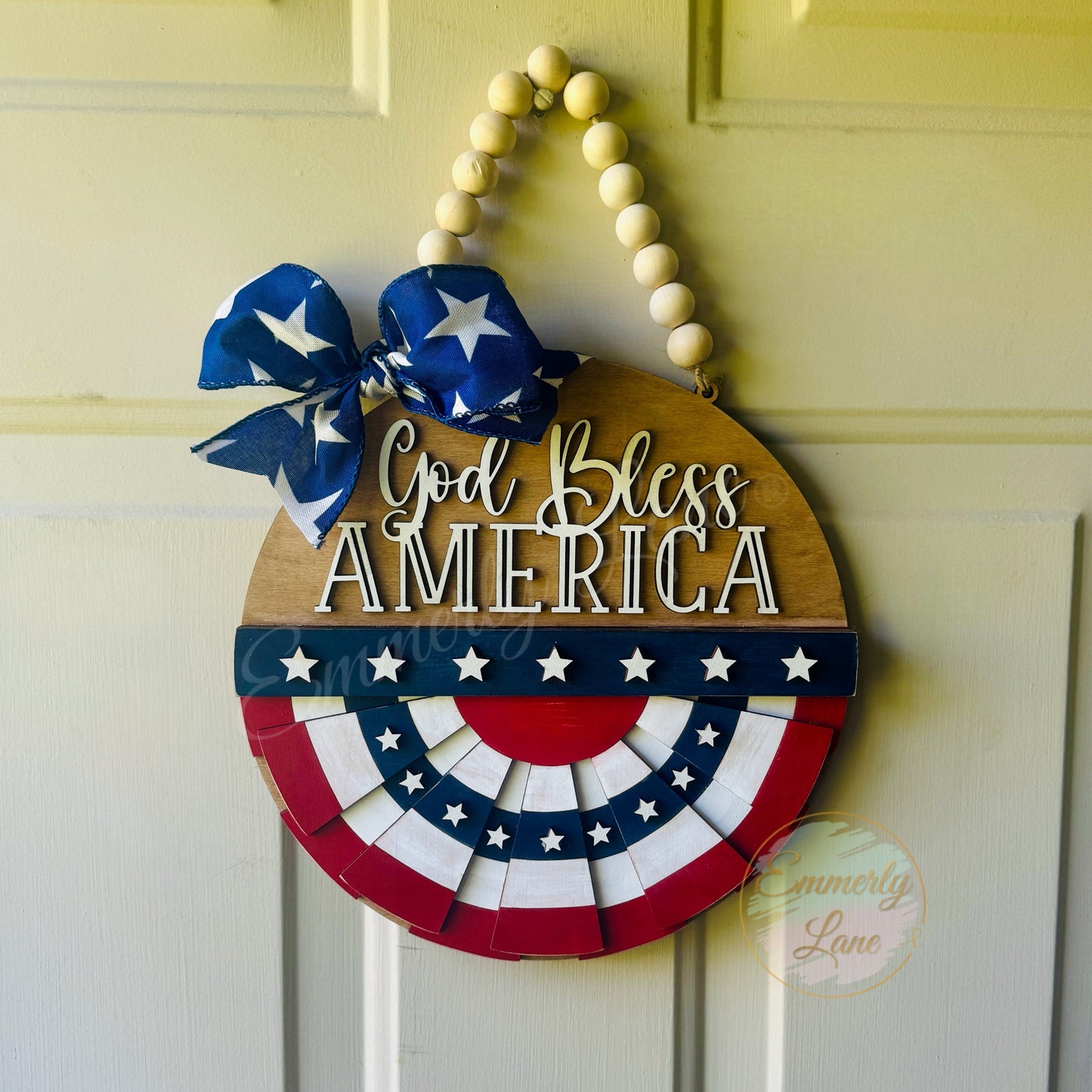 God Bless America Door Hanger Round