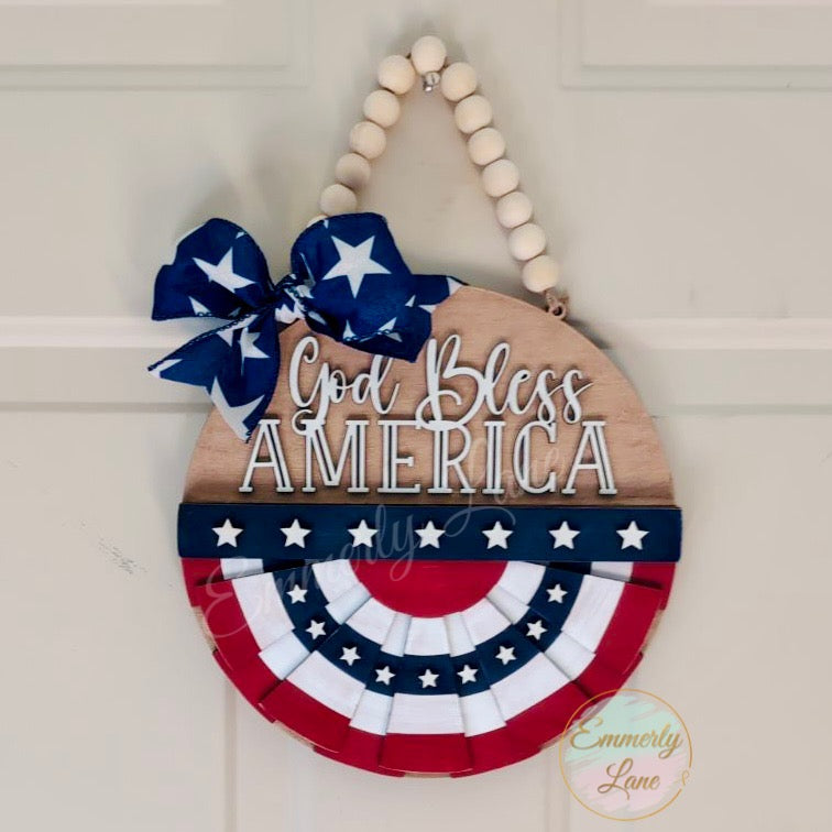 God Bless America Door Hanger Round