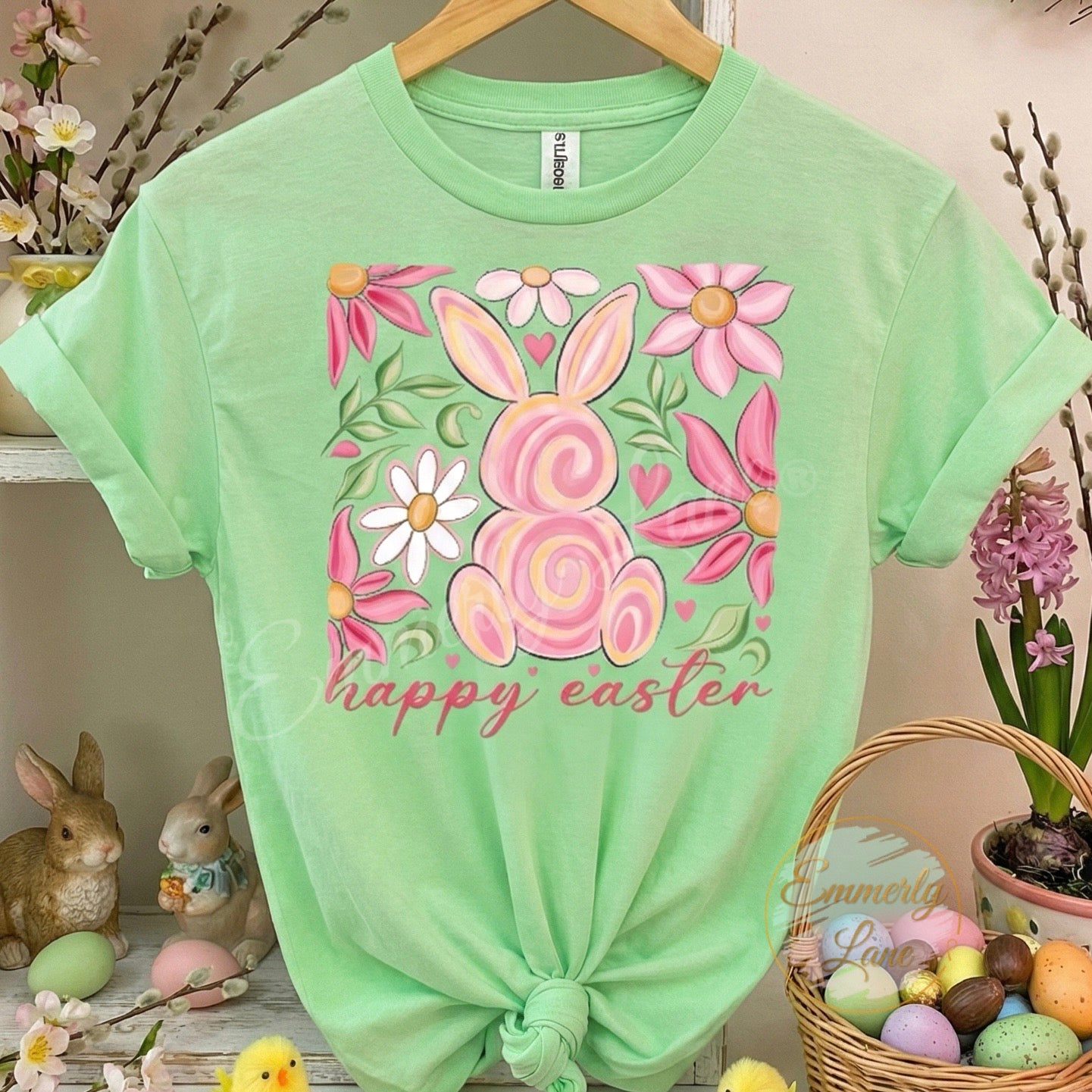Happy Easter Floral Bunny Shirt