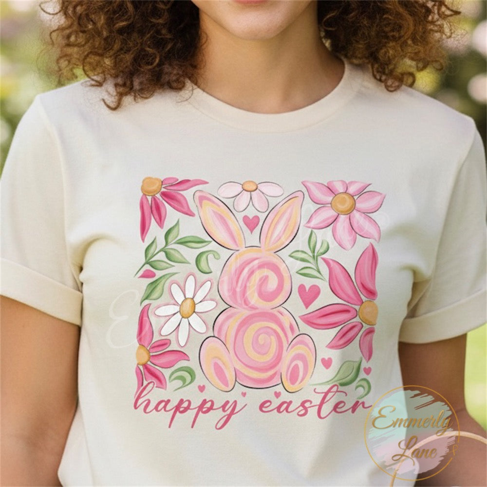 Happy Easter Floral Bunny Shirt