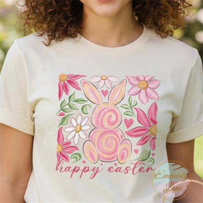 Happy Easter Floral Bunny Shirt