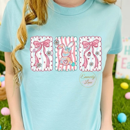 Watercolor Coquette Bunny & Bows Easter Tee