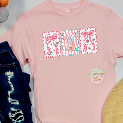 Watercolor Coquette Bunny & Bows Easter Tee