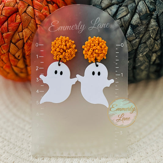 Ghost Earrings with seed bead topper