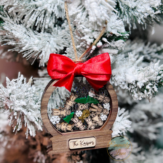 Personalized Wood Snow Globe Shaker Ornament