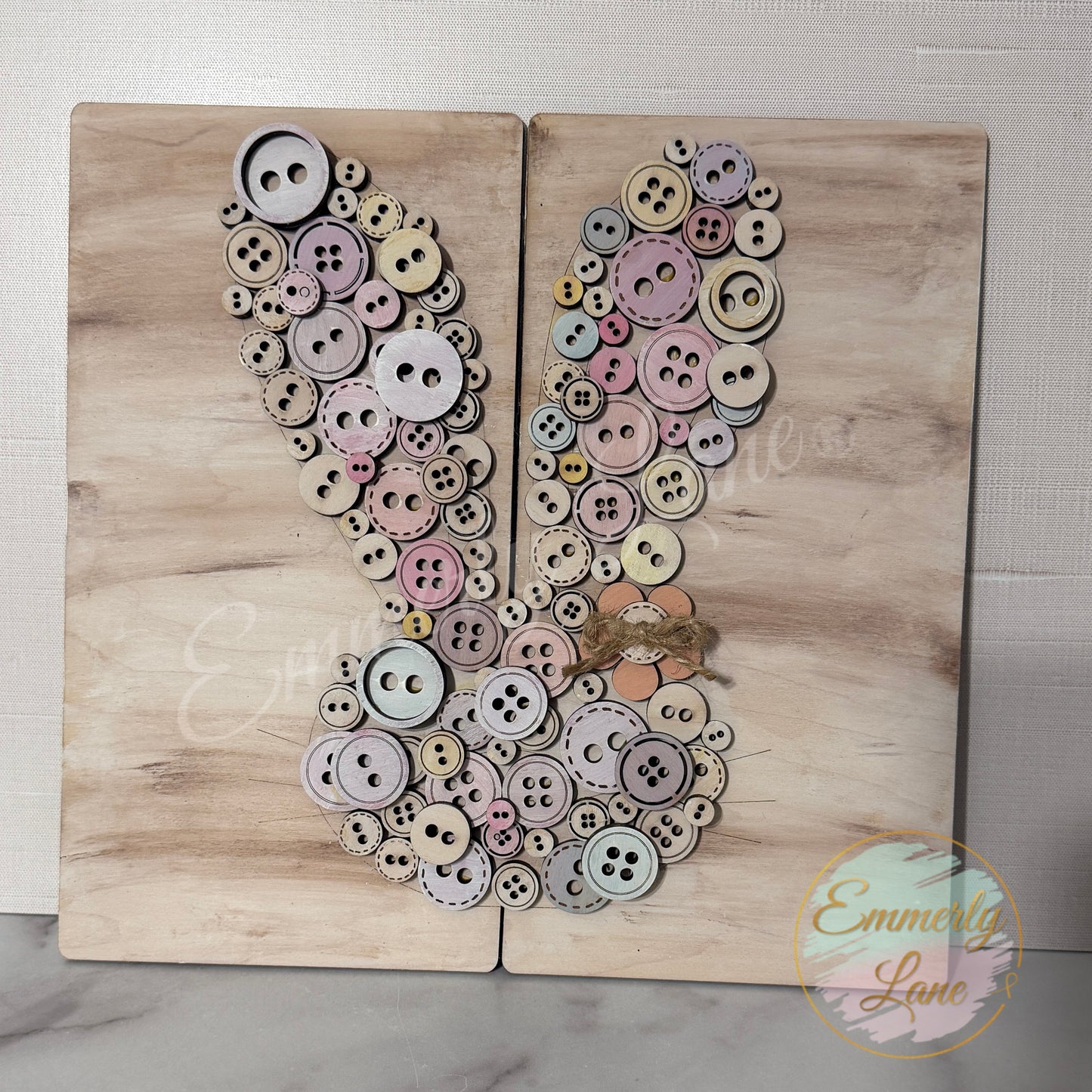 DIY Bunny Button Wood Sign
