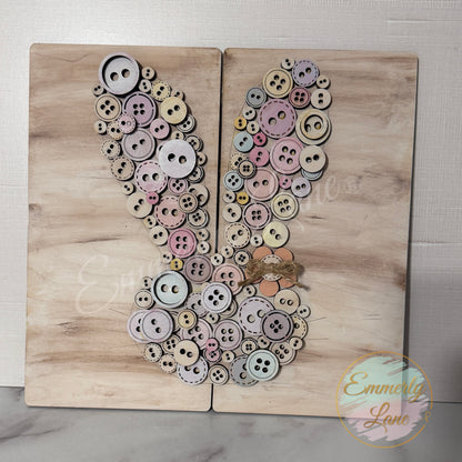 DIY Bunny Button Wood Sign