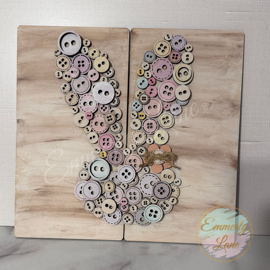 DIY Reversible Flower Button Wood Sign/ Bunny Button Wood Sign