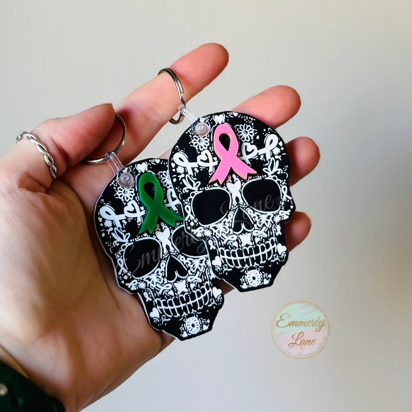 Awareness Skull Keychain/Bag Tag