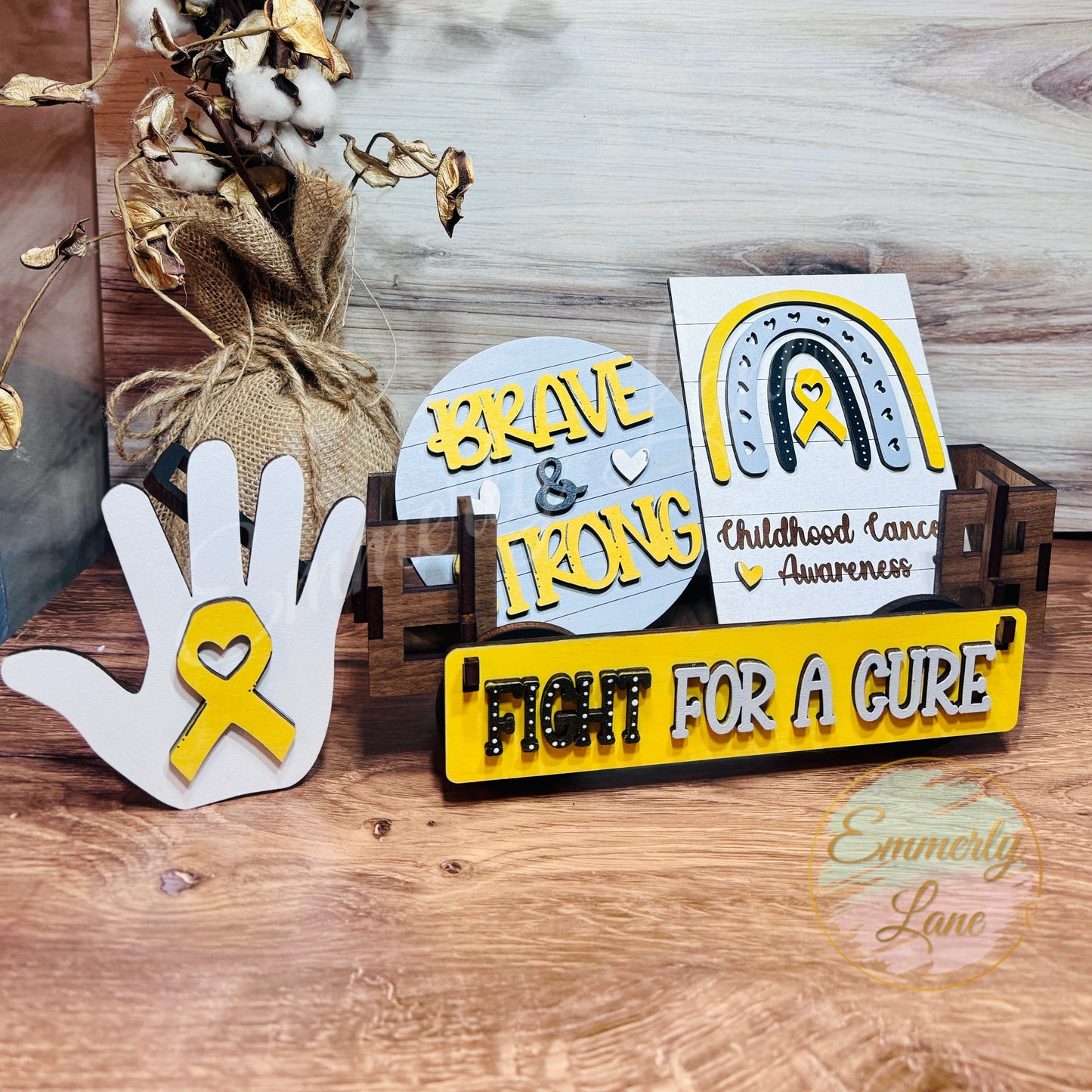 Fight for a Cure Gold Childhood Cancer Awareness Shelf Sitter Kit