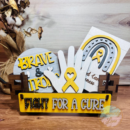 Fight for a Cure Gold Childhood Cancer Awareness Shelf Sitter Kit