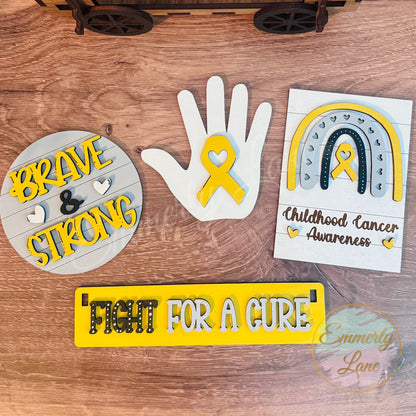 Fight for a Cure Gold Childhood Cancer Awareness Shelf Sitter Kit