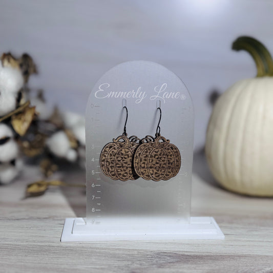 Wood Leopard Pumpkin Earrings