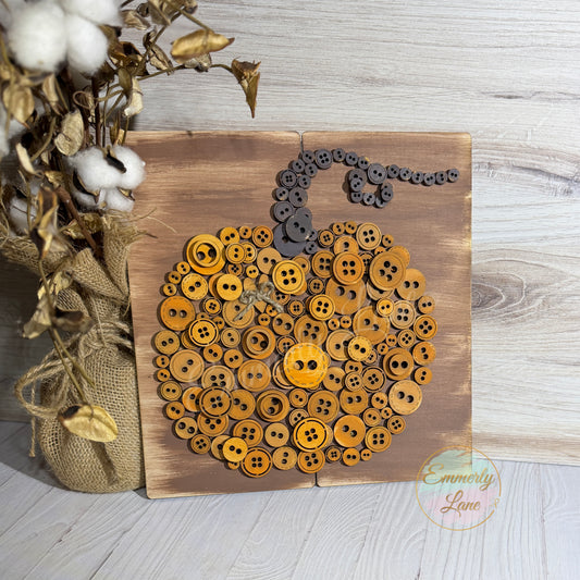 DIY Pumpkin Button Wood Sign