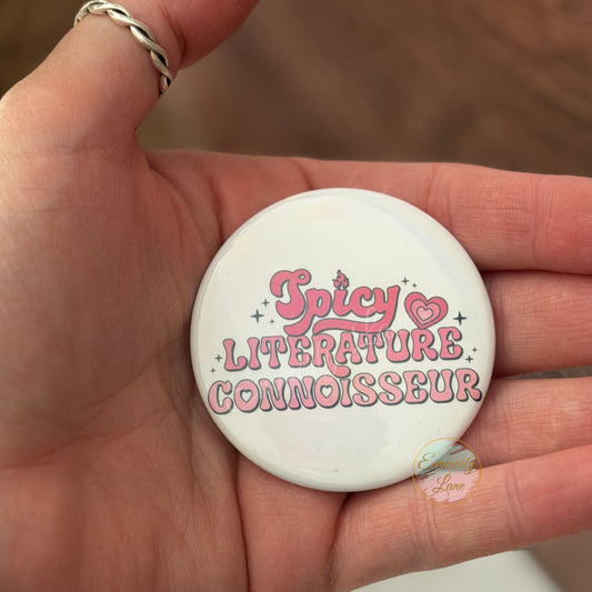 Spicy Literature Connoisseur Holographic Button Pin