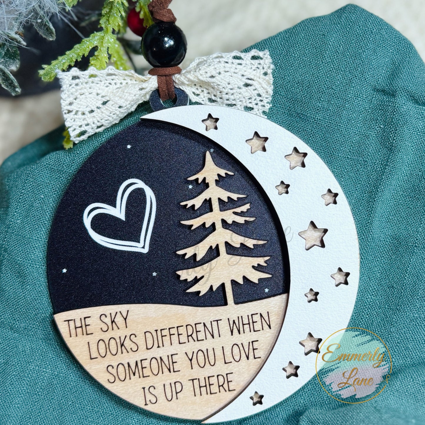 The Sky looks different-Heart Ornament || Memorial Ornament