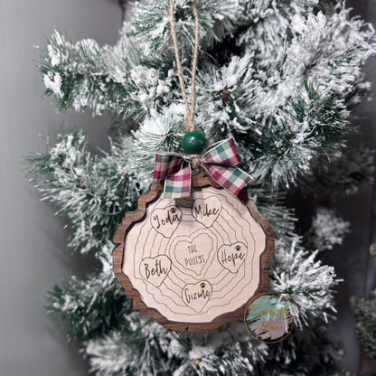 Personalized Family Christmas Wood Slice Ornament